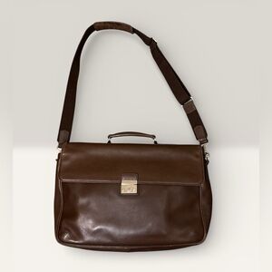 Vintage Coach Leather Briefcase Messenger Bag Brown With Keys